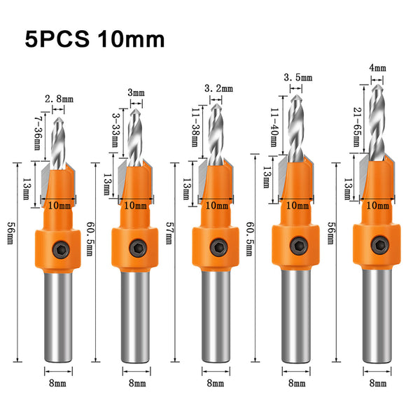 8/10mm Hexagon Shank Countersink Drill Bit Woodworking Screw Wood Hole Drill Bit