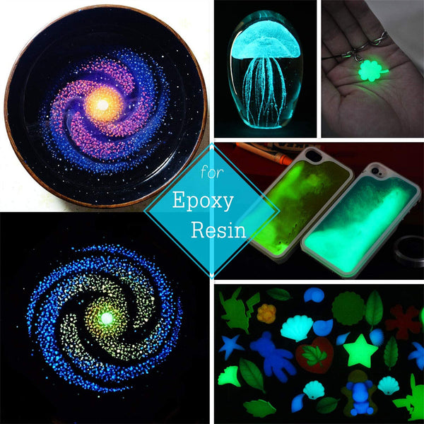 12Pcs Glow In the Dark Powder Colorant Dye Luminous Resin Paint Pigment Kit AUS
