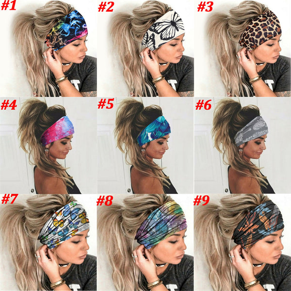 Women Ladies Sports Yoga Gym Stretch Wide Headband Hair Band Running Head Wrap