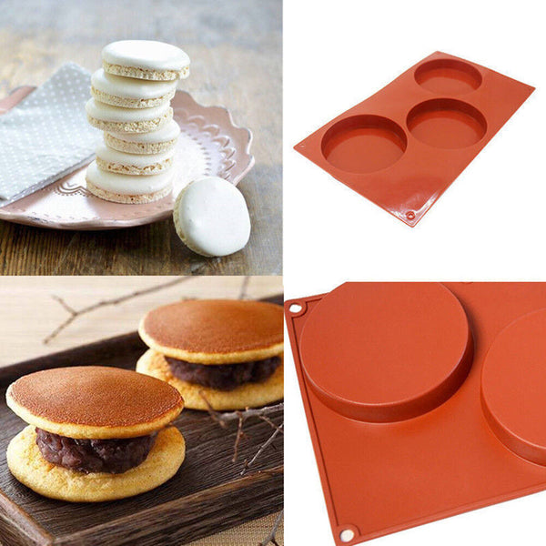 3-Cavity Silicone Cake Pie Custard Tart Resin Mold Bakeware Coaster Tray Moulds
