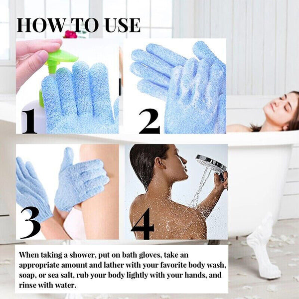 1 Pair Exfoliating Gloves Bath Shower Massage Spa Body Hand Scrub Mitt Towel AU