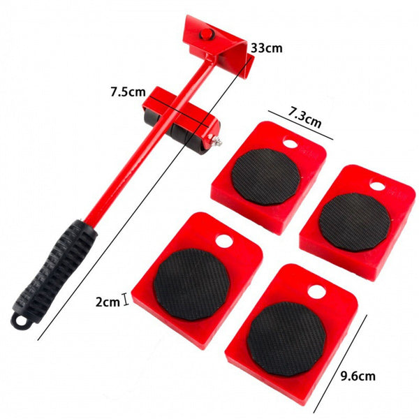 5PCS Heavy Furniture Moving Lifter Roller Move Tool Set Wheel Mover Sliders Kit