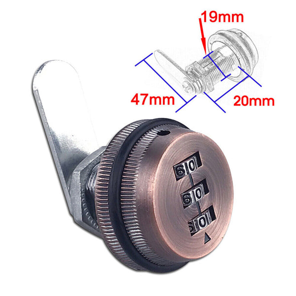 3 Digital Code Combination Cam Lock Furniture Post Mail Box Cabinet Locker Safe