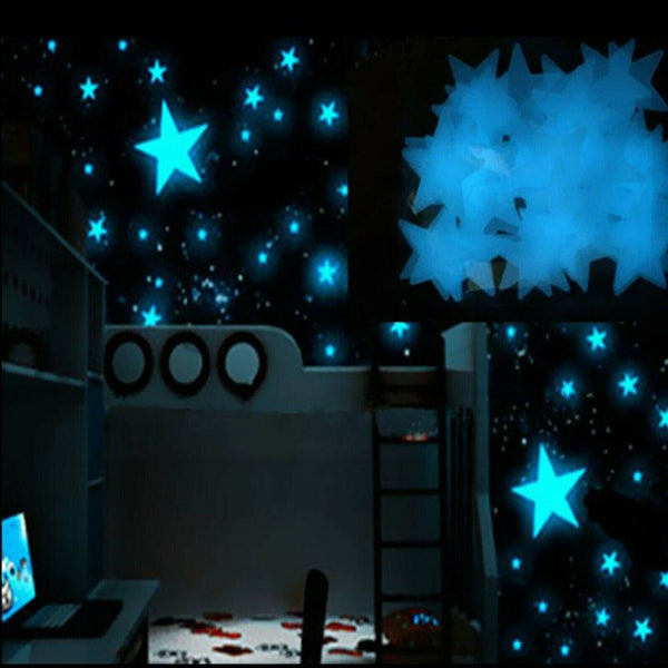 100-200Pcs Home Wall Glow In The Dark Stars Stickers Baby KIDS Decal Luminous AU - Lets Party