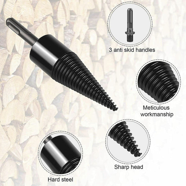 High Speed Twist Firewood Drill Bit Wood Splitter Screw Splitting Cone Driver AU