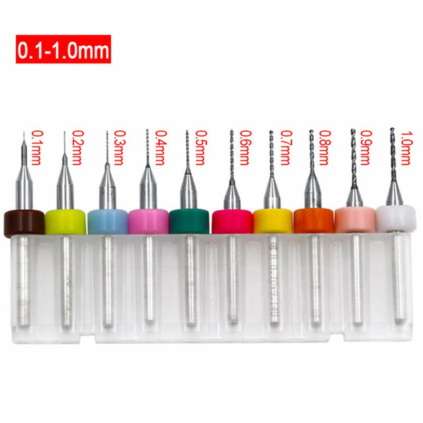 10 PCS 0.1-1.0MM Carbide Micro Mini Drill Bit Tungsten Steel Rotary Tools AU