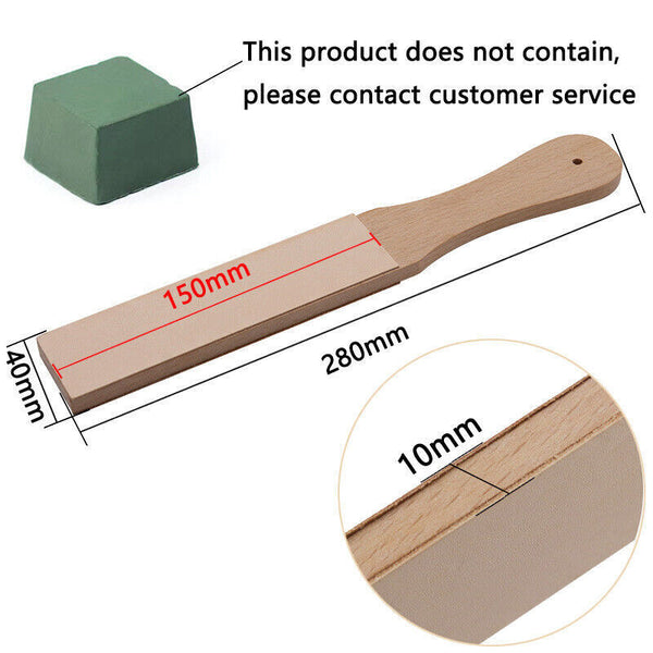 Dual Sided Leather Blade Strop Cutter Razor Sharpener Polishing Wooden Handle HG