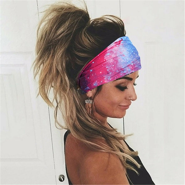 Women Ladies Sports Yoga Gym Stretch Wide Headband Hair Band Running Head Wrap