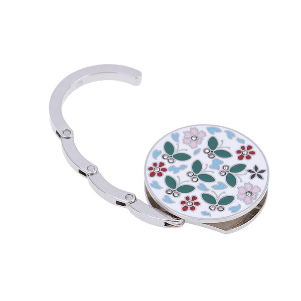 Floral Round Foldable Table Hook Bag Handbag Hanger Holder Tote Purse Metal AU