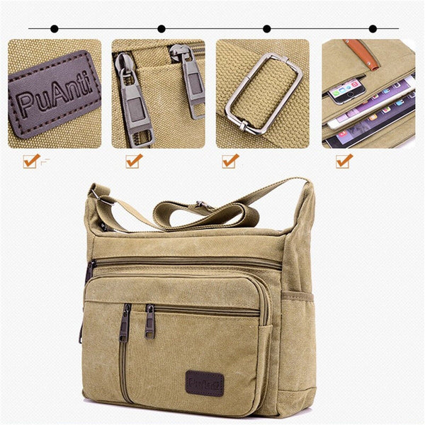 Man's Bags Men's Crossbody Retro Shoulder Messenger Bag Satchel Travel Canvas