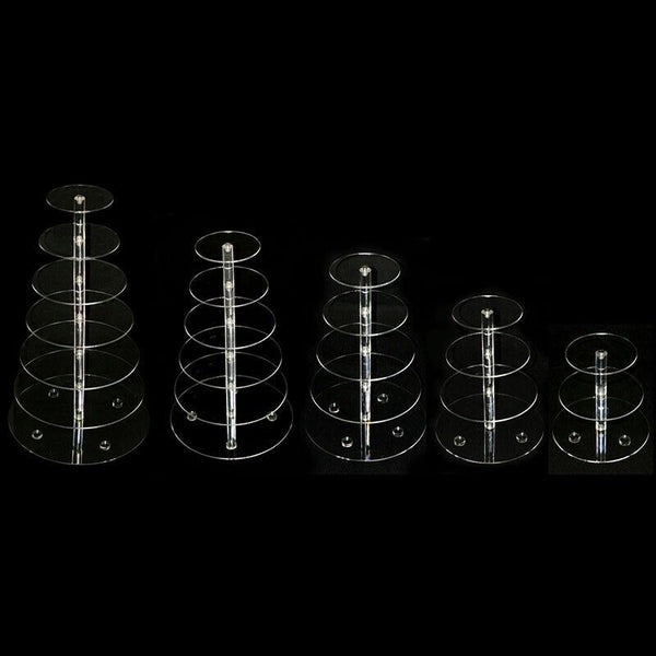 3/4/5/6/7/Tier Acrylic Clear Round Cupcake Cake Stand Birthday Wedding Party AU