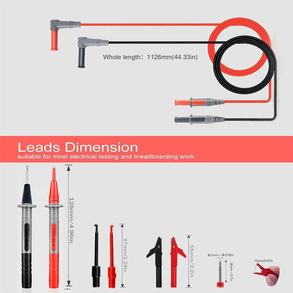 Alligator Clip Multimeter Test Leads for Fluke Meter Electrical Probes Tools Kit