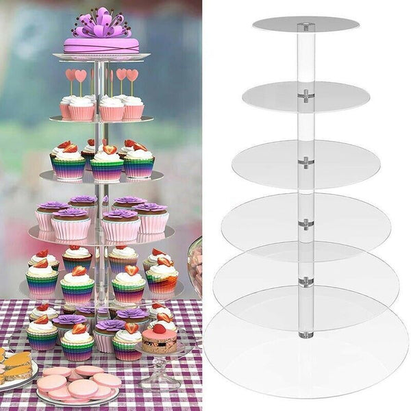 3/4/5/6/7/Tier Acrylic Clear Round Cupcake Cake Stand Birthday Wedding Party AU