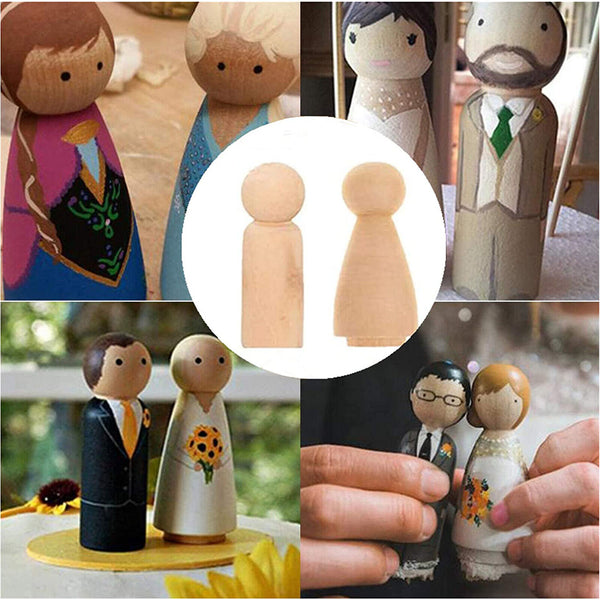 20X Unfinished Wooden Peg Dolls Wooden Tiny Doll Bodies People Decor Wood Crafts