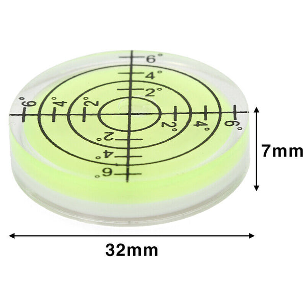 10x Green Bullseye Spirit Level Large Round Circular Bubble Vial Measuring 32mm