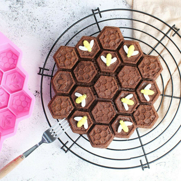 Silicone Bee Honeycomb Cake Mould Chocolate Soap Candle Bakeware Mold - Lets Party