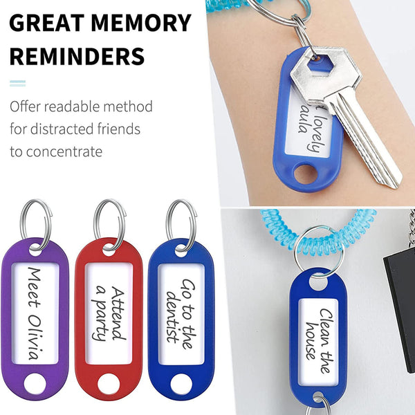10Set Wrist Keychain Key Tags- Spring Spiral Stretch Coil Wristband Key Ring Key