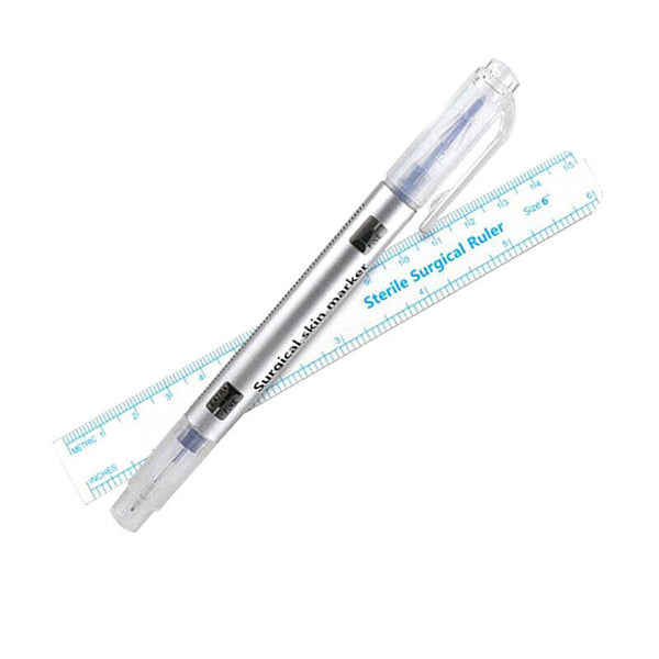 Microblading Tattoo Eyebrow Surgical Skin Marker Pen Ruler Tattoo Piercing 2 pcs