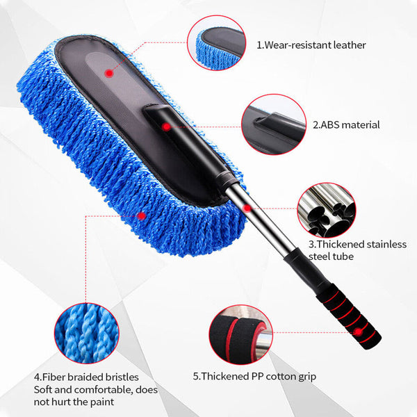 Dusting Cleaning Mop Dust Car House Wash Duster Brush Microfiber Wax Telescoping