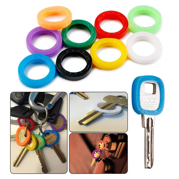 UP 105PCS Bright Colors Hollow Silicone Flexible Elastic Key Cap Covers Keyring
