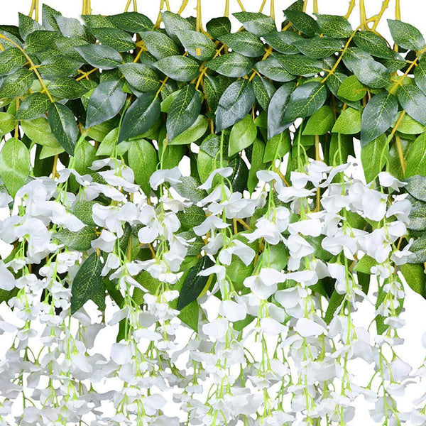 12x Artificial Silk Fake Flower Garland Vine Wisteria Leaf Hanging Wedding Decor