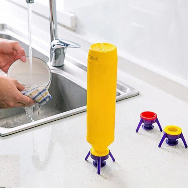 Toss It Bottle Cap Stand Kit Plastic Bottle Holder Shampoo Leakproof Cover