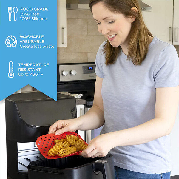 Reusable Air Fryer Liners Non-Stick Food-Grade Silicone Air Fryer Basket Mat New