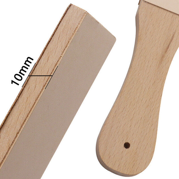 Dual Sided Leather Blade Strop Cutter Razor Sharpener Polishing Wooden Handle HG