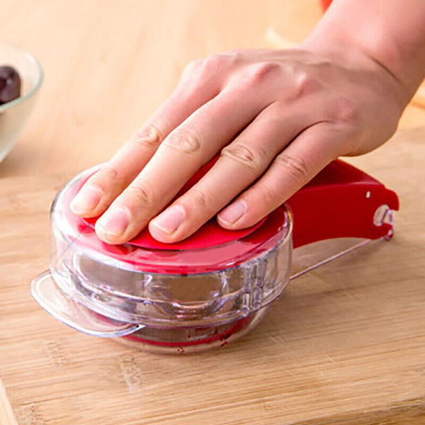 Cherry Pitter Olive Seed Squeeze Tool Handheld Stoner Remover Corer Kitchen Red