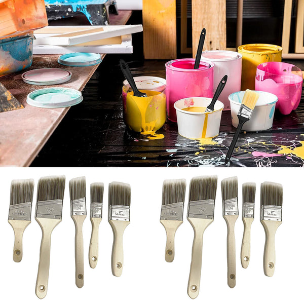 10PCS Sash Brushes Paint Brushes Set Wood Stain Brushes for Walls Cabinets Fence
