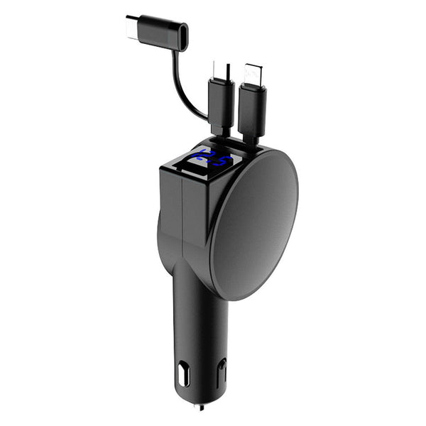 3 IN 1 Fast Retractable Car Charger USB Port Charging Adapter for iPhone Android