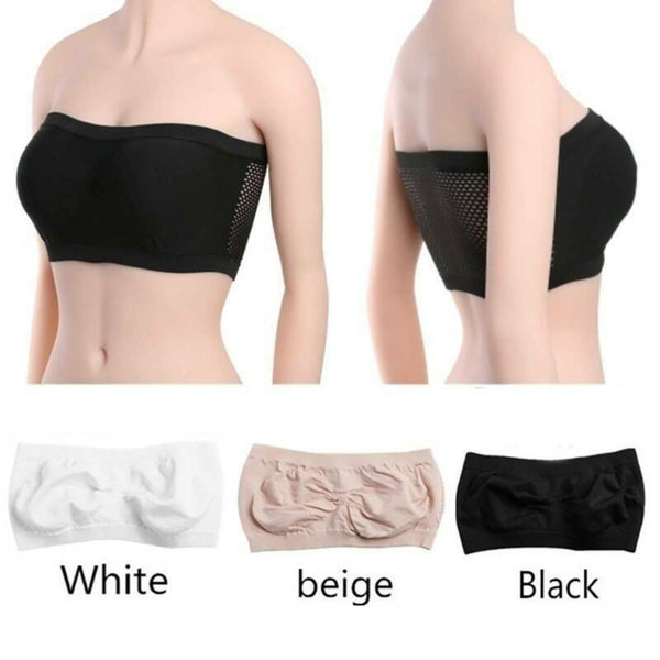 Women's Strapless Seamless Crop Top Vest Breathable Sports Bra Tube Lady Bandeau