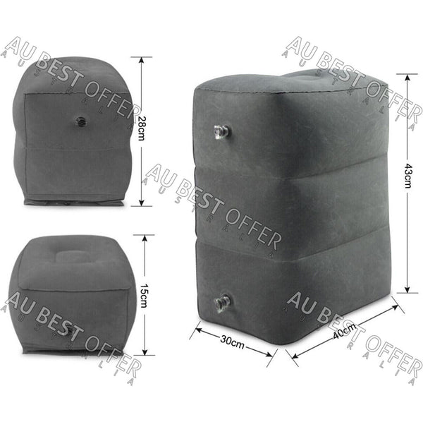 Travel Air Pillow Foot Rest Inflatable Cushion XL 3 Layers Car Leg Footrest AU - Lets Party