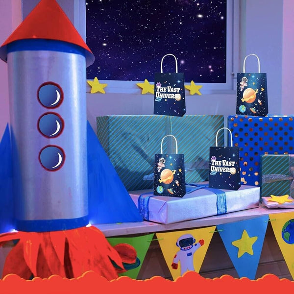 12pcs Space Astronaut Paper Loot Lolly Bag Party Supplies Kids Birthday Favour