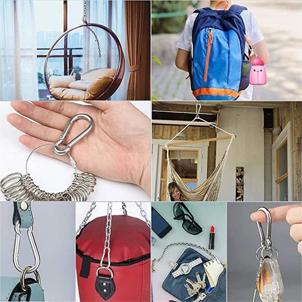 20x Aluminum Snap Hook Carabiner D-Ring Key Chain Clip Keychain Hiking Camp NEW