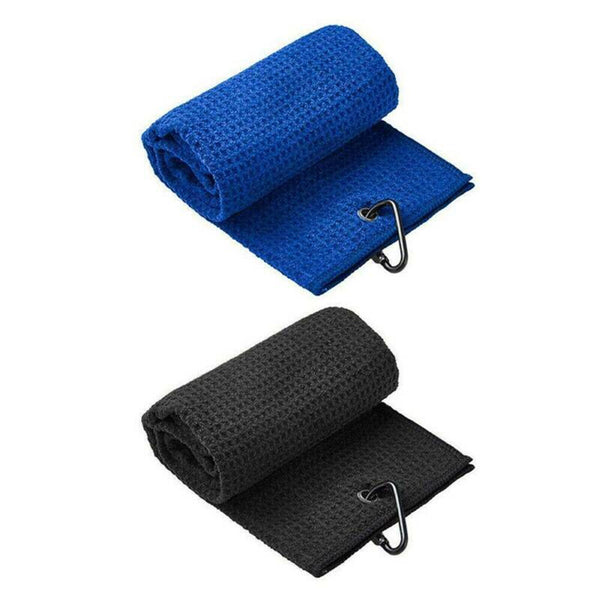 Sports Golf Towel Waffle Pattern Cotton With Carabiner Cleaning Towels Black AU