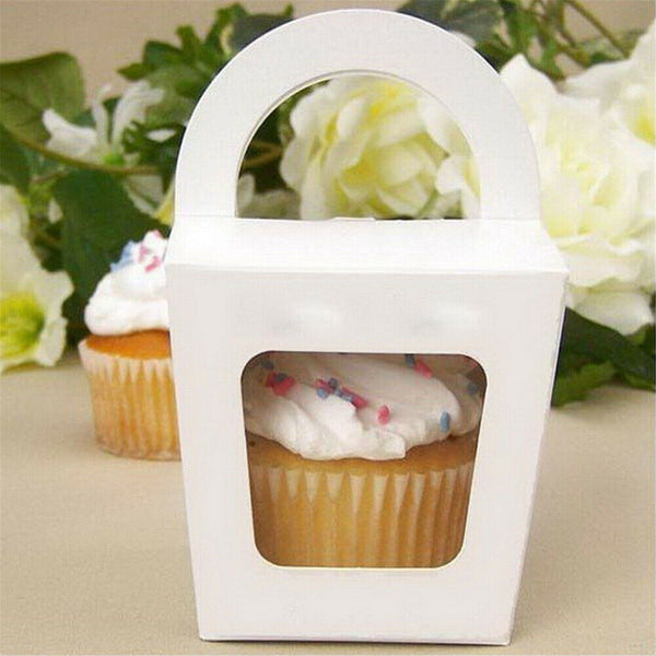 20PCS Cupcake Boxes Holes Clear Window Face Cupcake Display Boxes Muffin Cups AU