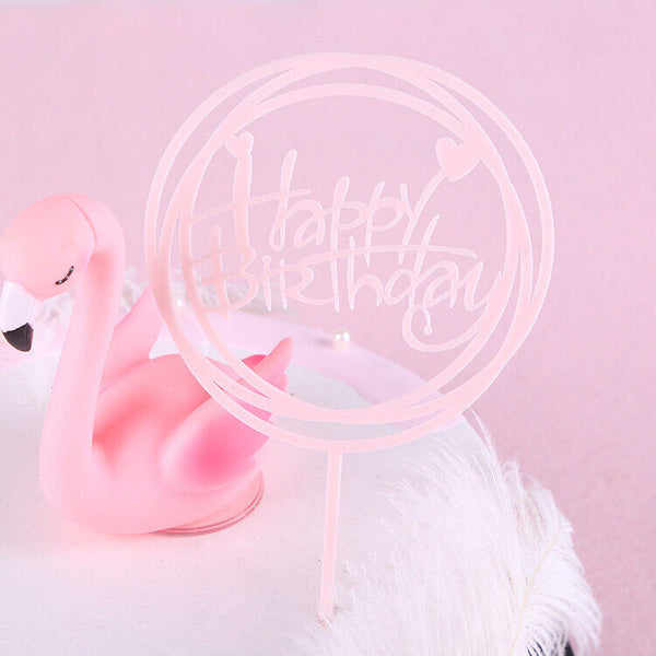 2x Happy Birthday Cake Topper Colour Printed Acrylic Party Decorations AU STOCK