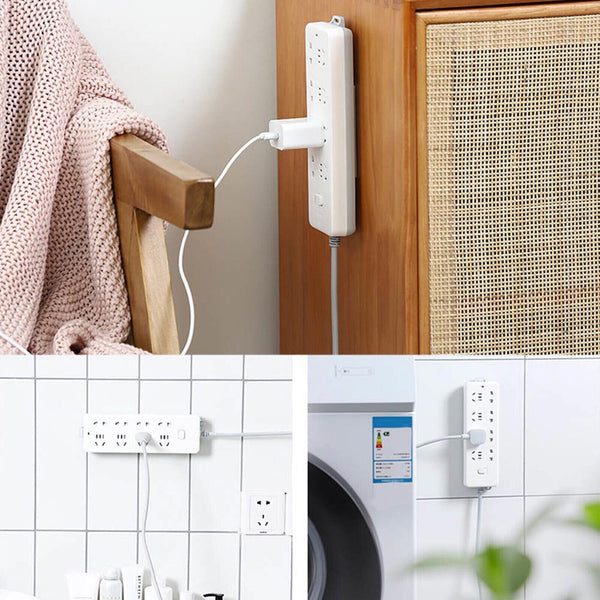 2x Socket Holder Plug Fixer Wall-Mounted Power Strip Holders Sticker Punch-free