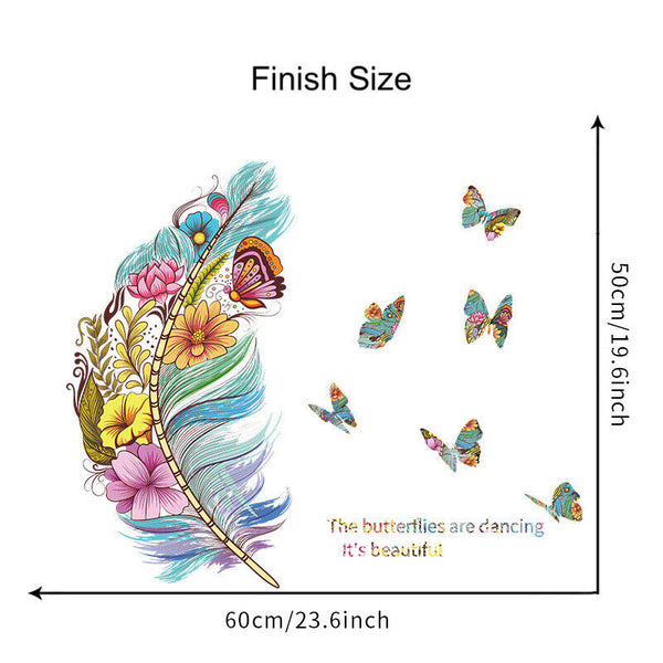 Large Feather Wall Art Stickers Birds Vinyl Decal Living Room Bedroom Home Decor