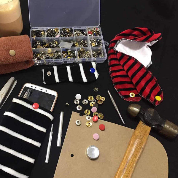 325Pcs Metal Snap Fasteners Kit Press Studs Buttons Tool Women Men Craft Leather