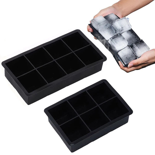 Grids Silicone Ice Cube Tray Large Mould Mold Giant Maker Square Black