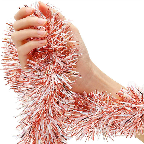 1/2/5PCS Christmas Rose Gold Tinsel Garland Xmas Party Tree Home Decor Ornaments