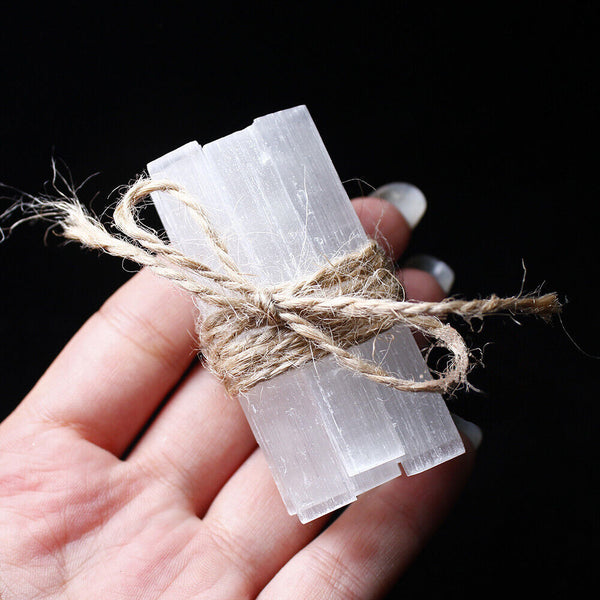 3x Selenite Crystal Sticks Transparent Gypsum Reiki Healing Energy Mineral Wands