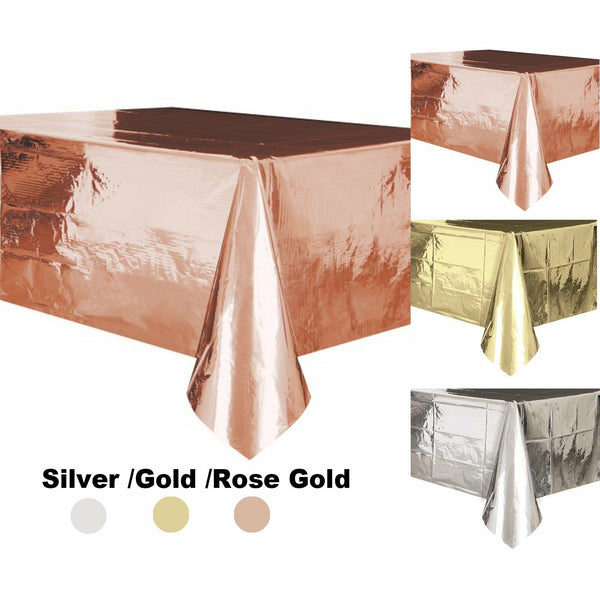 Foil Metallic Rose Gold Stamped Paper Plates Table Cloth Napkins Tissue Christma