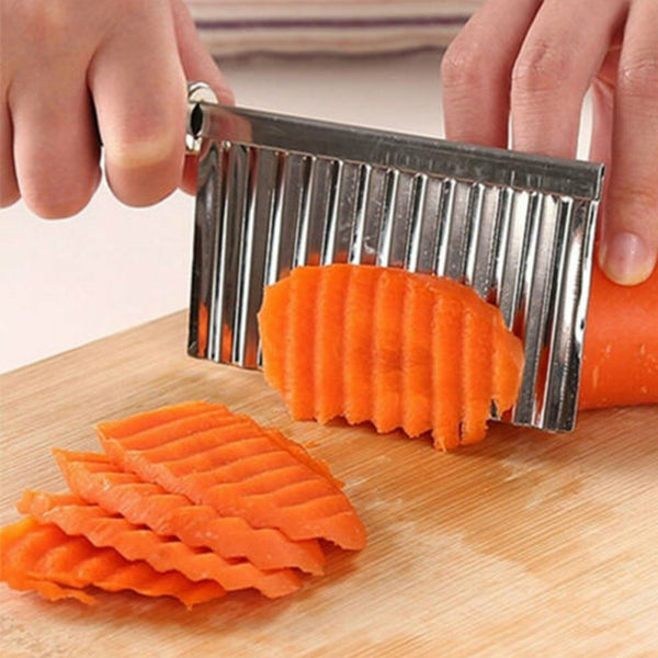 Potato Crinkle Cutter Dough Wavy Slicer Steel Kitchen Vegetable Chip Blade Knife