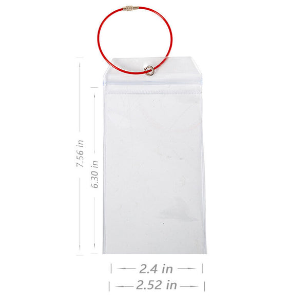 5X Cruise Ship Luggage Tag Holder Zip Seal Pouch Keyring Steel Wire Cable Loops
