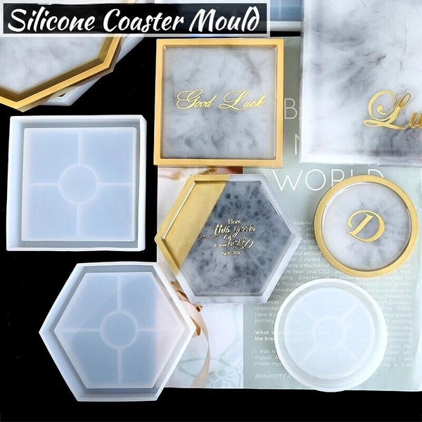 Coaster Cup Mat Mold Round Square Silicone Mould DIY Epoxy Resin Casting Tool AU - Lets Party