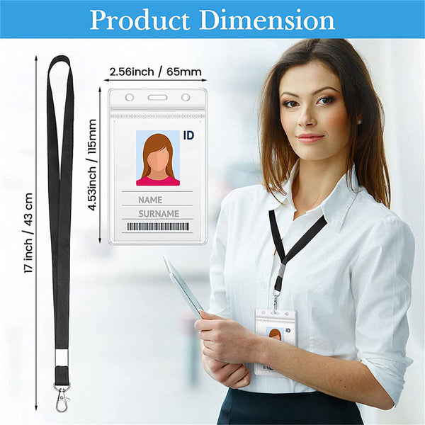 10 Set Lanyard +Card Holder Safety ID Card Name Tag Badge Holder Clip Neck Strap