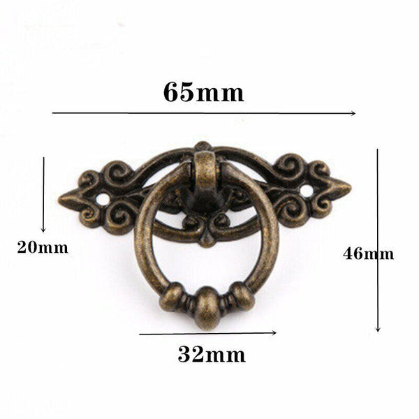 5PCS Vintage Handles Cabinet Drawer Cupboard Door Iron Knob Antique Brass Pull - Lets Party